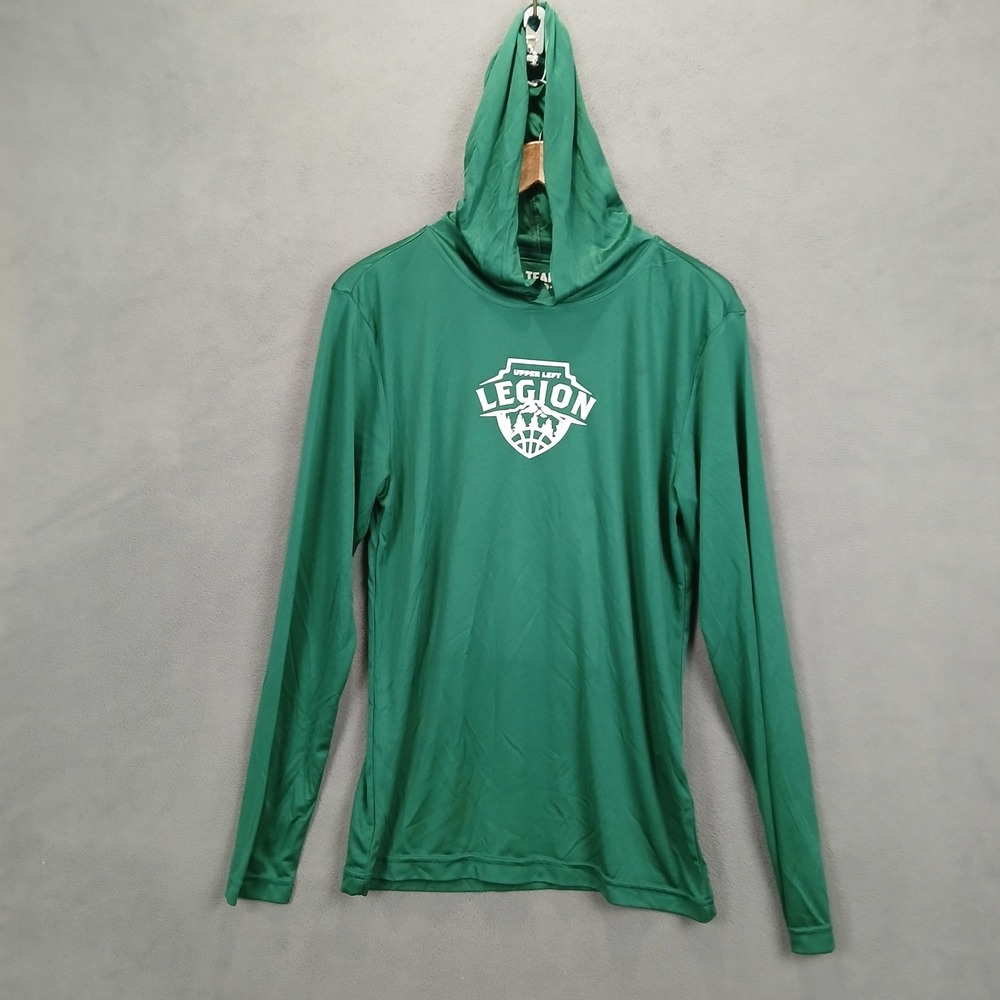 Team 365 Hooded Shirt Mens Small Green Graphic Upper Left Legion Performance